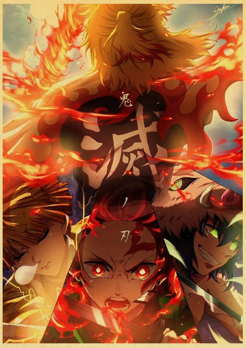 Poster Rengoku Fire - Demon Slayer