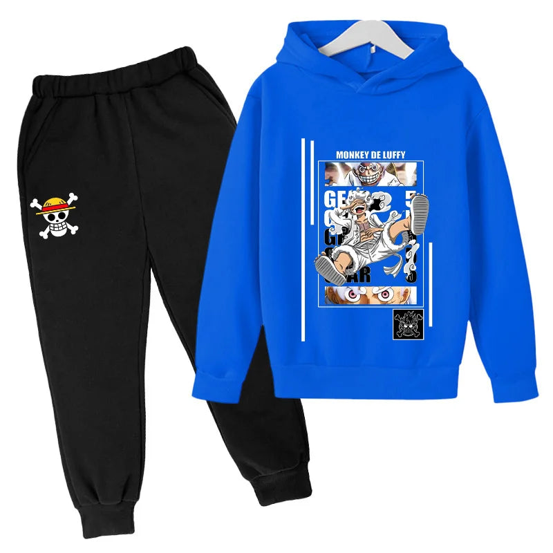 Ensemble Sweat à Capuche Bleu et Pantalon Enfant - One Piece