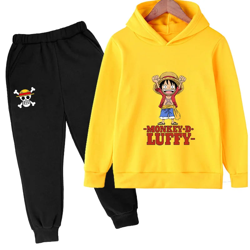 Ensemble Sweat à Capuche Jaune et Pantalon Enfant - One Piece