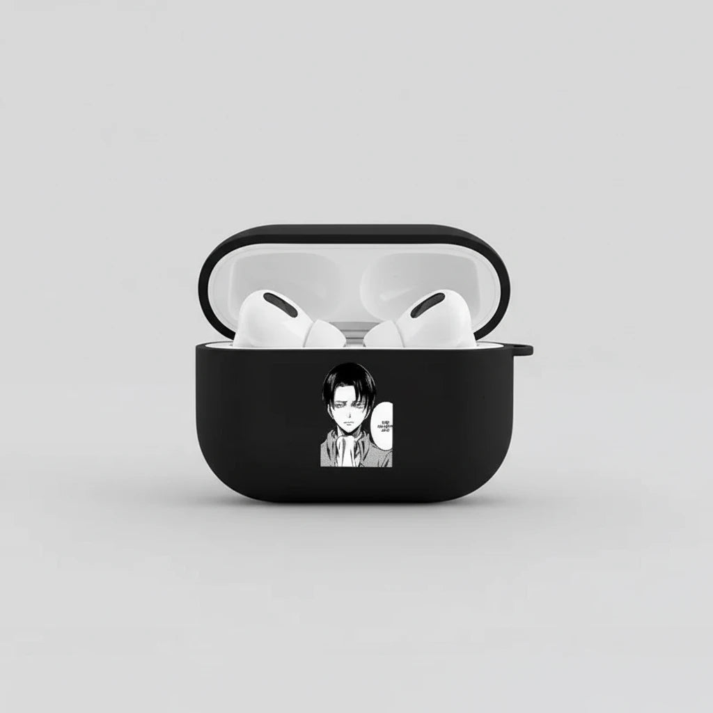 Coque AirPods Noir Livai - Attaque des Titans