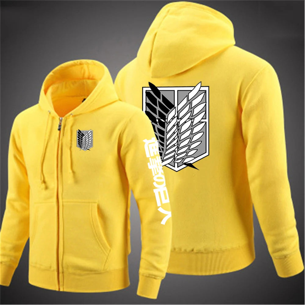 Sweat à Capuche Zippé Jaune - Attaque des Titans