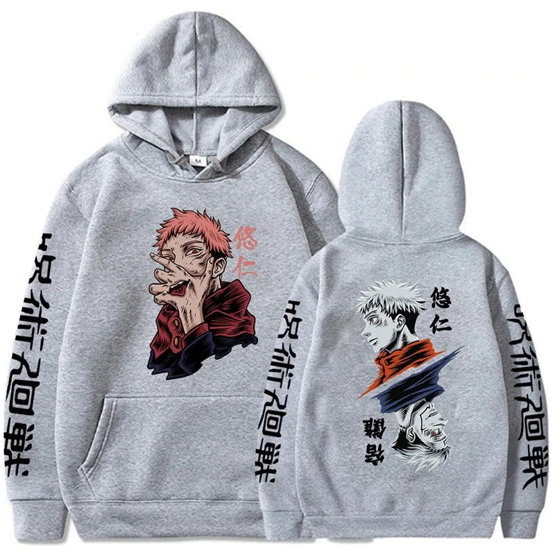 Sweat à Capuche Gris Itadori Yuji - Jujutsu Kaisen
