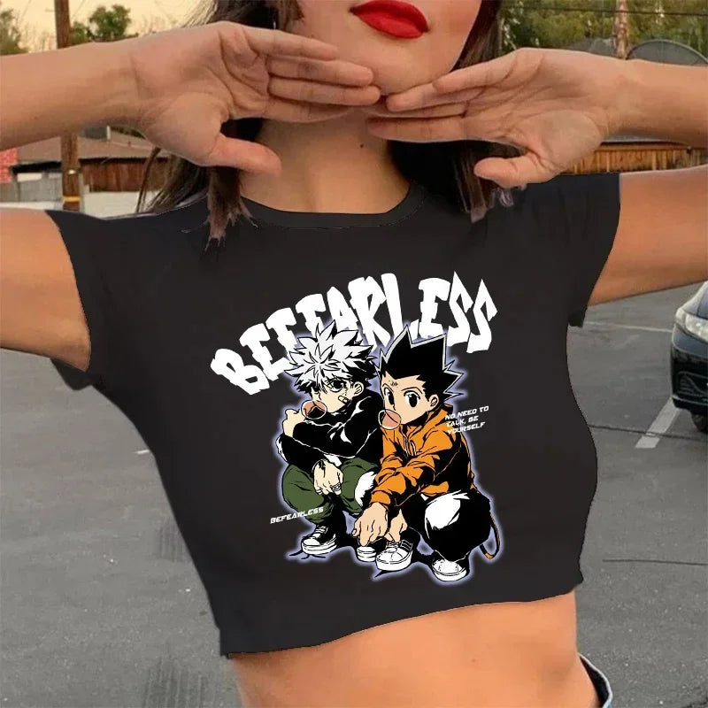 Crop Top Noir Gon & Kirua - Hunter X Hunter