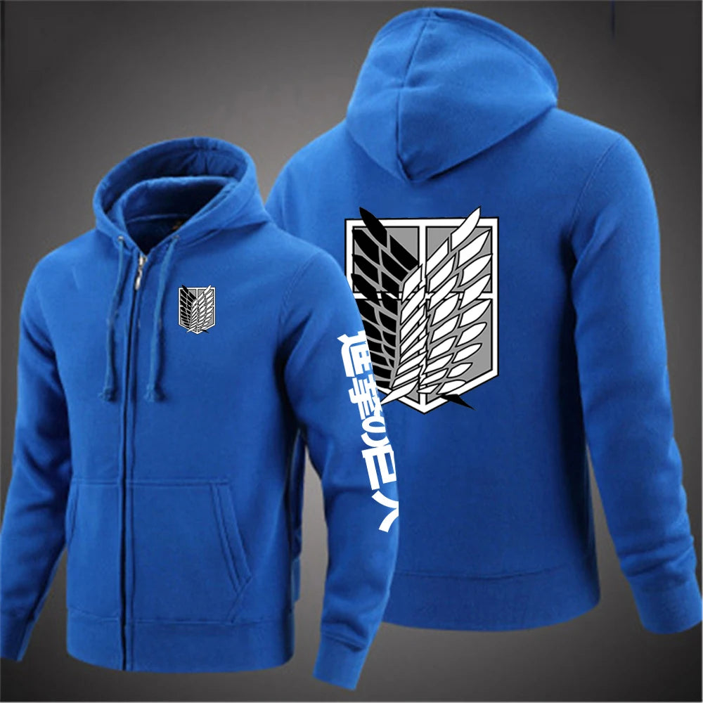 Sweat à Capuche Zippé Bleu - Attaque des Titans