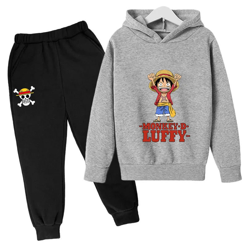 Ensemble Sweat à Capuche Gris et Pantalon Enfant - One Piece
